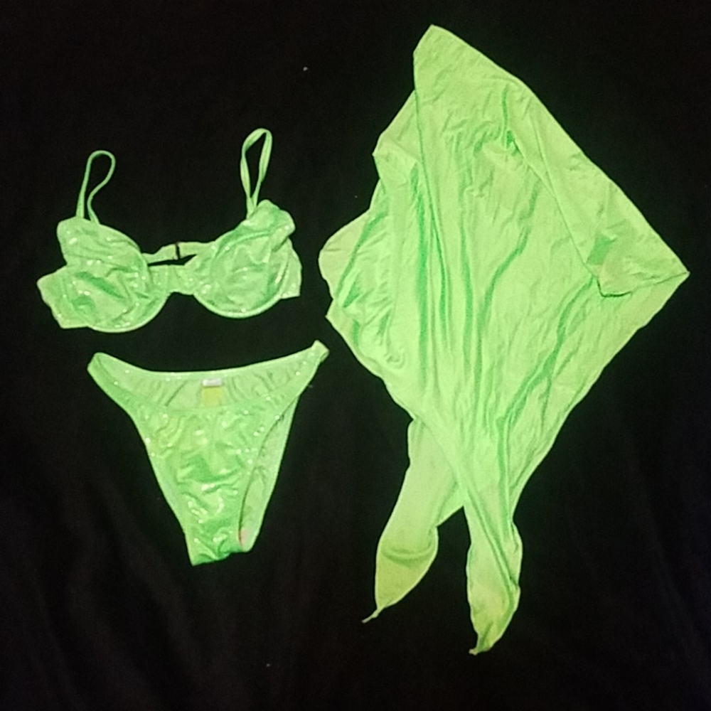 Cindy Z, Neon Green Bikini Bathing Suit